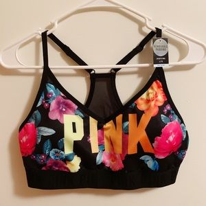 PINK ULTIMATE Sports Bra multi color floral logo L
